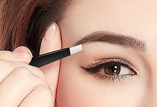 Slant Eyebrow Tweezers – Professional Stainless Steel Slant-Tip Tweezer | Precision Facial Hair Plucking for Men and Women