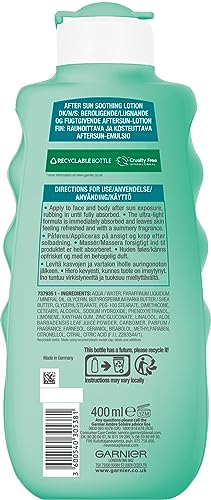 Garnier Ambre Solaire After Sun Lotion, for Face & Body, with Naturally Derived Aloe Vera, Intensely Rehydrates Skin, Instant Cooling Effect, App