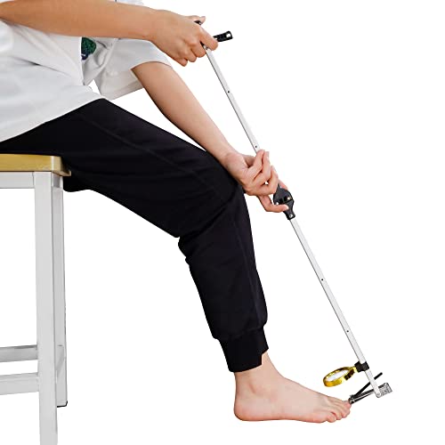 ILOKNZI Aluminium Long Handle Toenail Clippers with Magnifying Glass Helps Obese, Elderly, Pregnant Women Without Bending Down to Cut Toenails (w