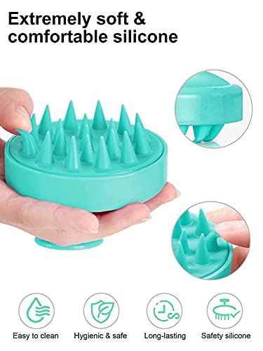 HEETA Scalp Massager, Silicone Scalp Brush Ergonomic Scalp Scrubber Easy to Use Shampoo Brush for Hair Growth, Green
