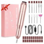 Sarmeley Electric Nail Files Professional Electric Nail Drill Set for Acrylic Gel Nails Portable Manicure Pedicure Kit with Sanding Bands, Champa