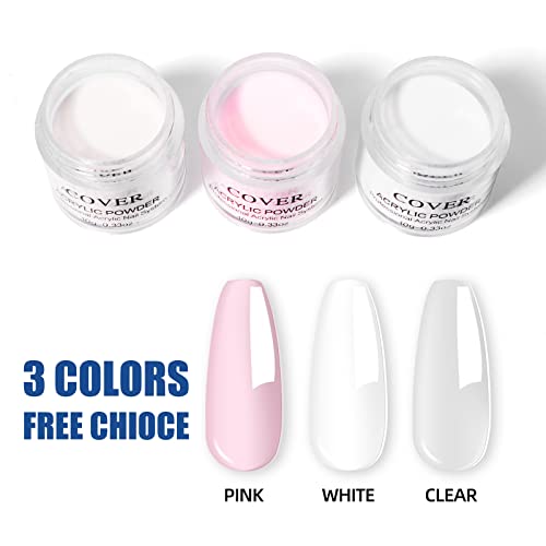 LIONVISON Acrylic Nail Kit - White Pink Nude - Acrylic Powder French Nail Art Set, No UV/LED Needed for Acrylic Extension Manicure Kit, Easy to D