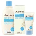 Aveeno Dermexa Regime Bundle Set with Dermexa Daily Emollient Cream 200ml, Dermexa Daily Emollient Body Wash 300ml, and Dermexa Fast and Long Las