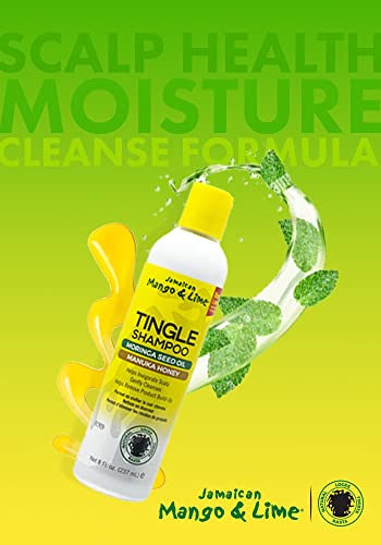 Jamaican Mango & Lime Tingle Shampoo 237ml (Pack of 1) - Gently cleanse and nourish natural hair. Tea Tree extracts. Manuka Honey and Moringa See