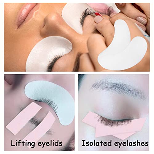 Lanjue 6 Rolls Eyelash Tape with 20 Pairs Eye Pads, Pink Adhesive Lash Extension Tape Breathable Micropore Fabric Tape Medical Tape for False Eye