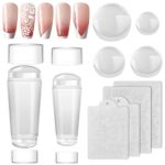 EBANKU 2PCS Clear Nail Stamper, Double Sided Silicone Jelly Stampers with 4PCS Scrapers and 4PCS Silicone Replace Nail Art Stamper Heads for Mani