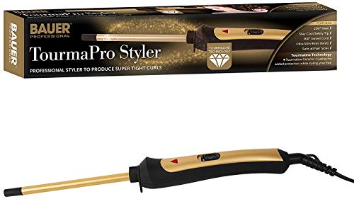 Bauer 38860 Tourma Pro Styler Curling Wand / Produces Professional Looking Curls For All Hair Types / Ultra Slim 9mm Barrel / 200° Heat / 360° Sw