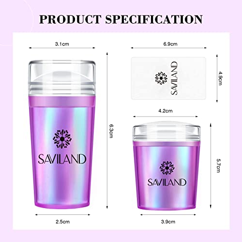 Saviland French Nail Stamper - 14PCS Durable French Tip Stamp Kit, Silicone Jelly Nail Stamper with Scrapers&Cleaning Pads, Nail Stamping Kit, Fr