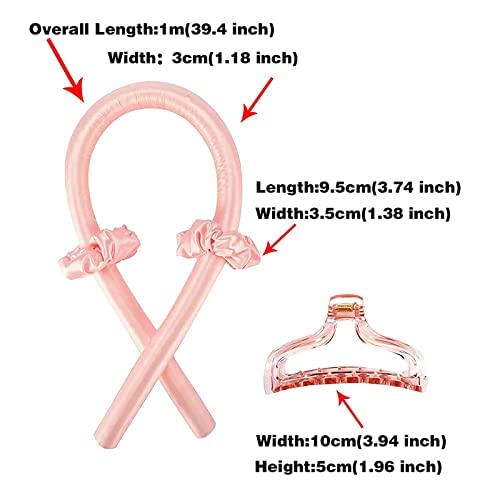 Heatless Curling Rod Headband, Silky Heatless Hair Curler with Hairpin, No Heat Wave Styling Tools for Long Medium Hair(Pink)