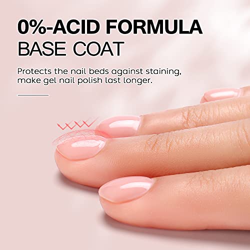 AIMEILI Base and Top Coat Gel Nail Polish Soak Off UV LED Gel Polish No Wipe Top Coat and Base Coat 15ml