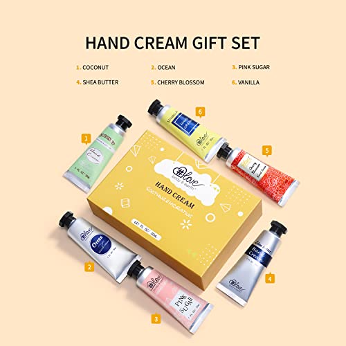 Shea Butter Hand Cream Set- Body & Earth Love Pack of 6 Advanced Repair Hand Cream for Rough&Dry Hands, Non-greasy 6 Plant Fragrances, Birthday G
