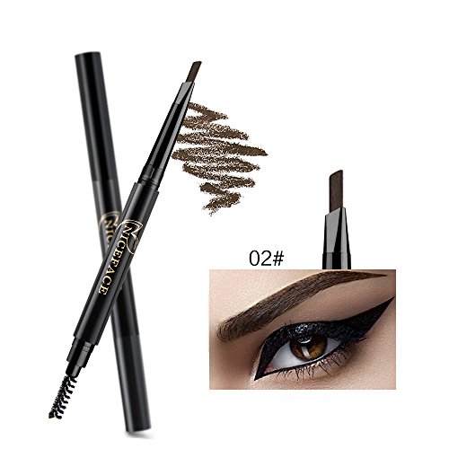 NICEFACE Eyebrow Pencil Dark Brown Double Ended Precision Waterproof Brow(Dark Brown #2)