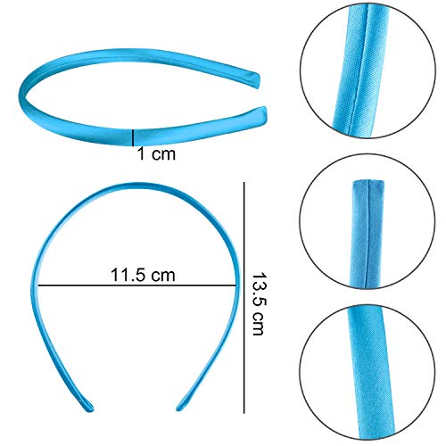 Duufin 40 Pieces Satin Headbands 1cm Plain Headband Craft DIY Headband Colorful Satin Covered Hair Band for Girls and Women, 40 Colours