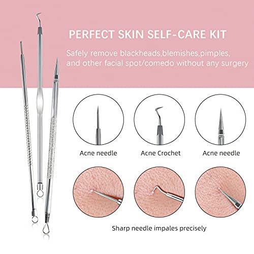 Somnr Blackhead Remover Tool 9 Pcs Black Head Tool Remove Pimple Popping Kit Black Head Remover Milia Removal Tool Black Head Blackhead Extractor