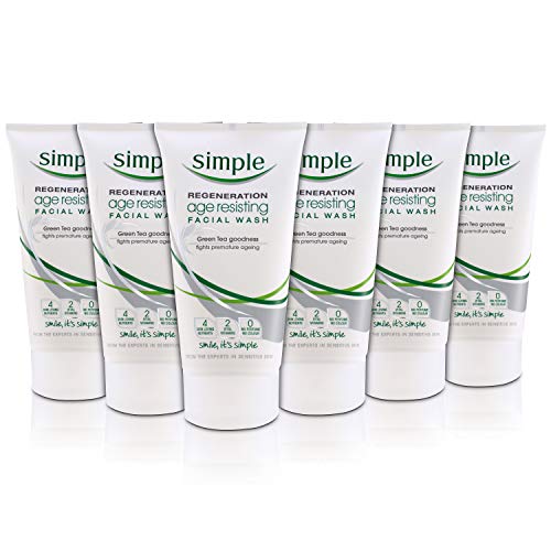 Simple Regeneration Age Resisting with green tea and prebiotic Facial Wash cleanser for revived and revitalised skin 150 ml