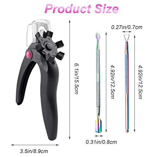 Nail Clippers for Acrylic Nails,Nail Tip Cutter,Acrylic Nail Clipper,Stainless Steel False Nail Trimmer, with Cuticle Pusher Cuticle Remover (Bla