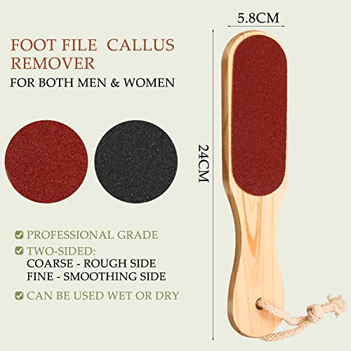 Eruinfang, Double Sided Wooden Foot Rasp File Foot Scraper Hard Skin Remover Foot Files for Wet Dry Cracked Feet Removing Dead Skin Foot Care, Bl