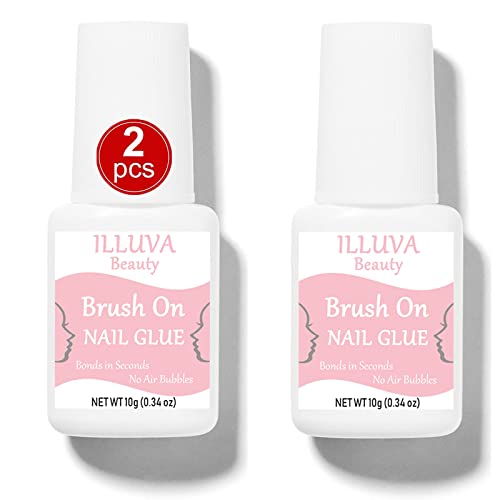 Extra Strong False Nail Glue for Acrylic Fake Nail Tips, Nail Adhesive Bond Glue for Stick Press on Nails (10 ML * 2, Clear)