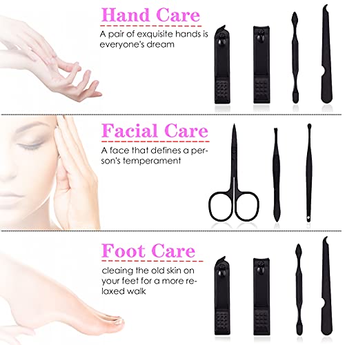 Professional Manicure Stainless Steel Set, 7 pcs Portable Nail Clippers Set, Pedicure Set, Eyebrow Grooming Kit, Nail Care Tools with Luxurious L
