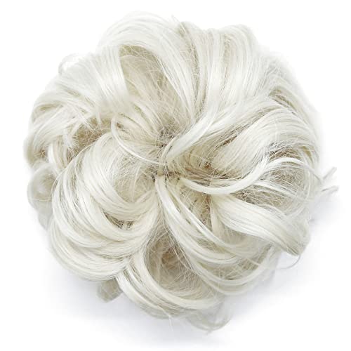 JJstar Messy Hair Bun Curly Wavy Hair Scrunchies Accessories Pieces for Women Girls Synthetic Hair Chignons (Dark Brown)