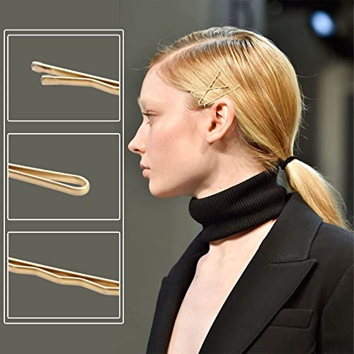 Mbmomnus 100pcs Hair Grips 6cm Bobby Pins Kirby Grips Blonde Hair Grips Hair Pins for Buns with Transparent Storage Box Hair Accessories for Wome