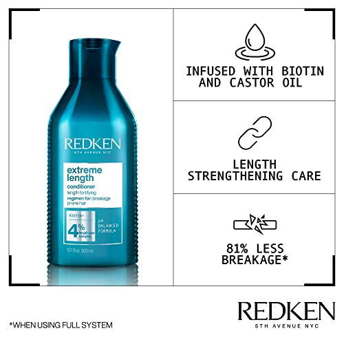 REDKEN Extreme Length, Shampoo and Conditioner Set, Biotin, for Longer, Stronger Hair, 300 ml