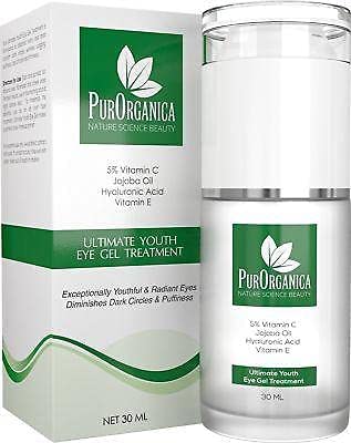 PurOrganica Eye Cream - Limited Edition - for Dark Circles, Puffiness, Eye Bags and Wrinkles – Double Sized 30ML - Organic Anti Ageing Cream with