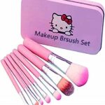 Children Makeup Brushes, 7Pcs Makeup Brush Set Foundation Eyebrow Eyeliner Brush Cosmetic Concealer Brushes for Kids Children Girls - Pink