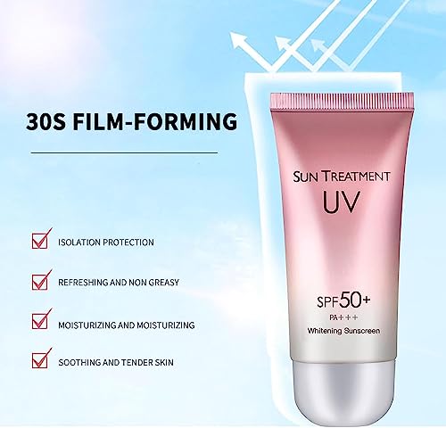 Sun Treatment Uv Spf 50 Korean,Sun Screen Protector for Face and Body,Sunscreen Cream Uv Isolation Spf 50+,60g Sunscreen Cream,Sunscreen Isolatio