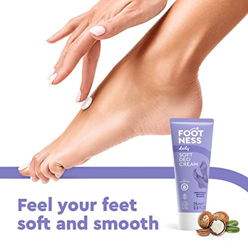 FOOTNESS Soft Deo Foot Cream - 3 in 1 for soft, moisturised and deodorised feet. For silky-smooth feet (75 ml)