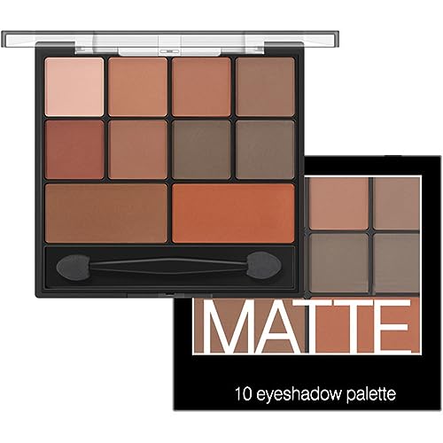 HERBENJOY Eyeshadow Palette Full Matte Pallets 10 Eye Shadow Shades Smokey Makeup Set,Intense Color,Pressed Pigments,With Dual-Ended Applicator B