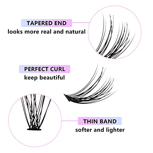 Lash Clusters,240Pcs 9-14mm Mix Individual Lashes Cluster Black Volume Eyelash Clusters Long Individual Lash Extensions D Curl Cluster Lashes DIY