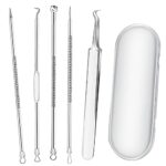 Smukdoo Blackhead Remover Tool Set, 5 PCS Curved Tweezer Blackhead Removal Tools, Pimple Spot Popper Removal Tool
