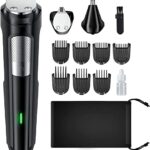 Beard Trimmer Hair Clippers Men, Nose & Ear Trimmer, 9-in-1 Body Groomer Men Kit, Cordless Rechargeable Hair Clippers with 7 Limit Combs, Stainle