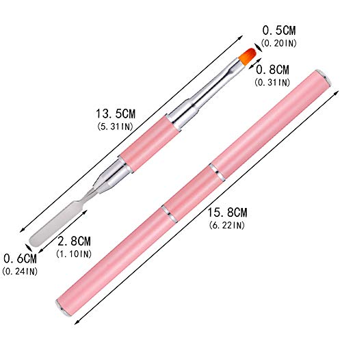 QINREN Dual-ended Polygel Brush & Picker, Stainless Steel 2 In 1 Polygel Nail Brush Gel Manicure Nail Tool for Polyol UV Acrylic Nails Extension