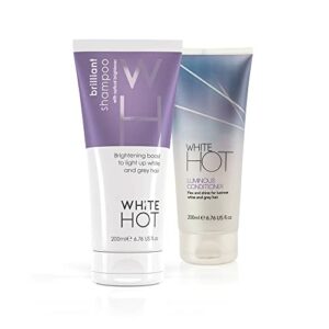 White Hot Brighten Duo: Brilliant Shampoo & Luminous Conditioner 200ml, lights up white & grey hair, banishes brassy tones, purple shampoo