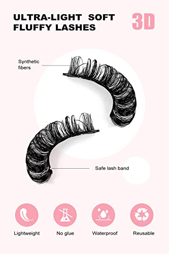 False Eyelashes Russian Volume Strip Lashes,Wispy D Curl Fake Eyelashes,Faux Mink Lashes Natural Look Fluffy Russian Strip Lashes 3D Effect 10 Pa