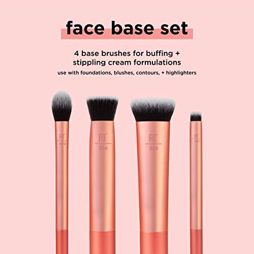 Real Techniques Face Base Makeup Brush Kit, For Concealer, Foundation, & Contour, Works With Liquid, Cream & Powder Products, Staples For Blendin