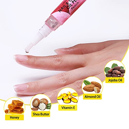 Lagunamoon 10 Pack Cuticle Oil Pens for Nail Care, 5ml Nail Oil Pens with Natural Ingredients to Moisturize and Nourish Dry Nails and Cuticles, C