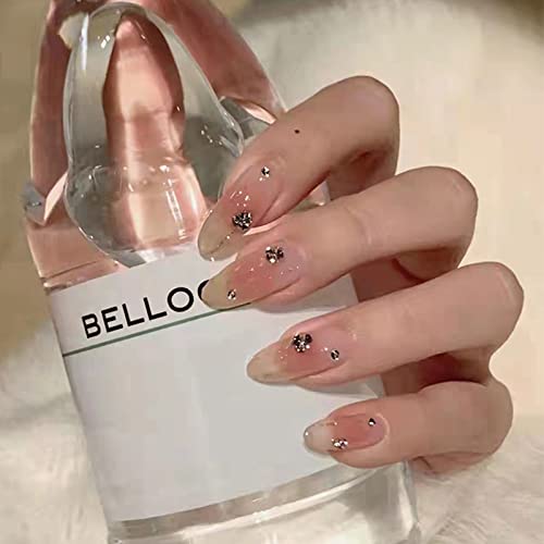 JUSTOTRY 24 Pcs Fake Nails Short, Red and Yellow Swirl Press on Nails with Designs, Glossy Pink French False Nails Short, Stick on Nails for Wome