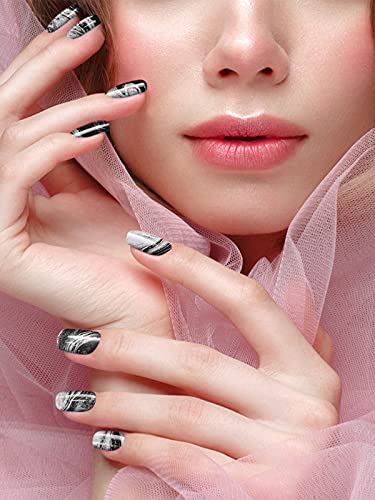 Kalolary Nail Art Polish Wraps Stickers Strips, 12 Sheets Marble Full Wraps Nail Stickers Self Adhesive Nail Art Decal Strips with 1PCS Nail File