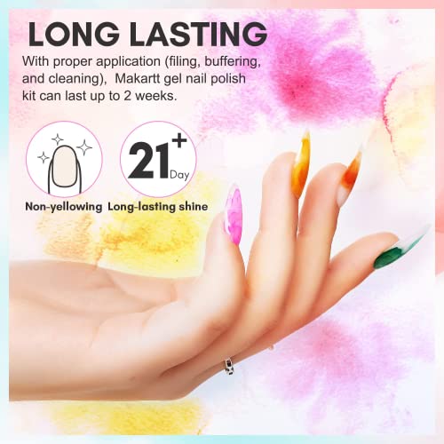 Makartt Blooming Gel Nail Polish 6 Colors Set, Nail Ink Magic Watercolor Blossom Red Pink Blue Green Marble Floral Print Nail Design