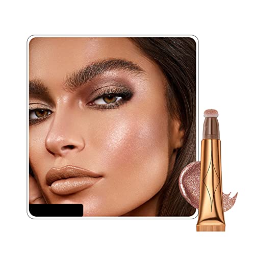 Ofanyia Blush Contour Highlighter Wand, Liquid Glitter Face Highlighter Stick with Cushion Applicator, Cruelty-free Silky Smooth Shimmer Highligh