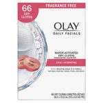 Olay Daily Facials Daily Clean Wipes, 4-in-1 Water Activated Cloths, 66 count Packaging may Vary