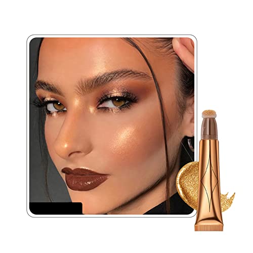 Ofanyia Blush Contour Highlighter Wand, Liquid Glitter Face Highlighter Stick with Cushion Applicator, Cruelty-free Silky Smooth Shimmer Highligh