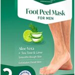 Foot Peel Mask for Men by Plantifique - 2 Pack Peeling Foot Mask Dermatologically Tested - Repairs Cracked Heels & Removes Dry Dead Skin for Soft