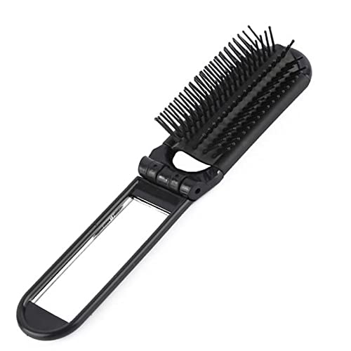 Hair Brush, Detangling Hairbrush With Mirror Travel Mini Small Paddle Brush Folding Hair Comb For Thick Curly Thin Long Short Wet Dry Hair Mens W