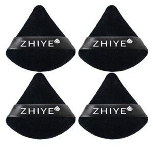 ZHIYE 4pcs Triangle Powder Puffs, Reusable Face Makeup Puff, Multifunctional Facial Makeup Tool Wet, Dry Dual-Use Makeup Sponge for BB CC Cream L