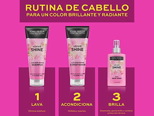 John Frieda Vibrant Shine Colour Shine Shampoo 250 ml, Weightless Glossing Shampoo for Shiny Hair, Sulphate-Free and Silicone-Free Shampoo