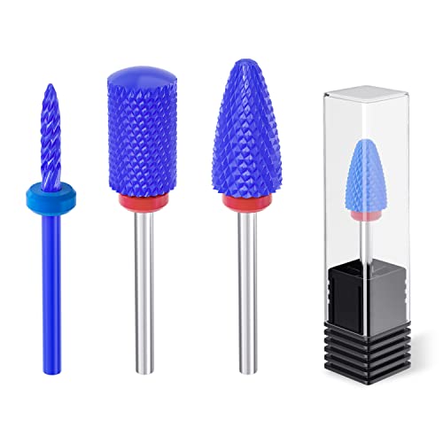 Professional Ceramic Nail Drill Bits Set, 3Pcs Universal 3/32'' Acrylic Nail File Bits for Manicure Pedicure, Cuticle Gel Nail Polishing - Nail D